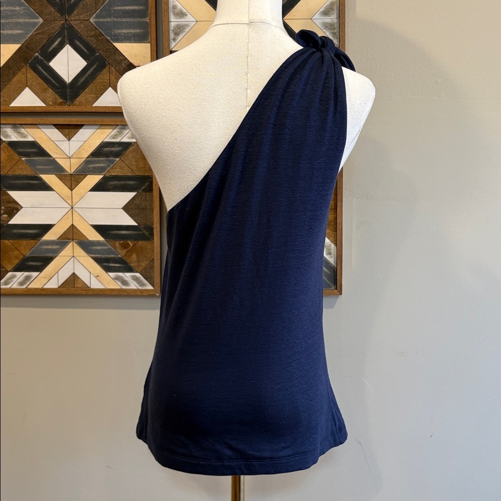Ralph Lauren Collection One-Shoulder Sleeveless Navy Linen Tank Top size Medium - Picture 7 of 12